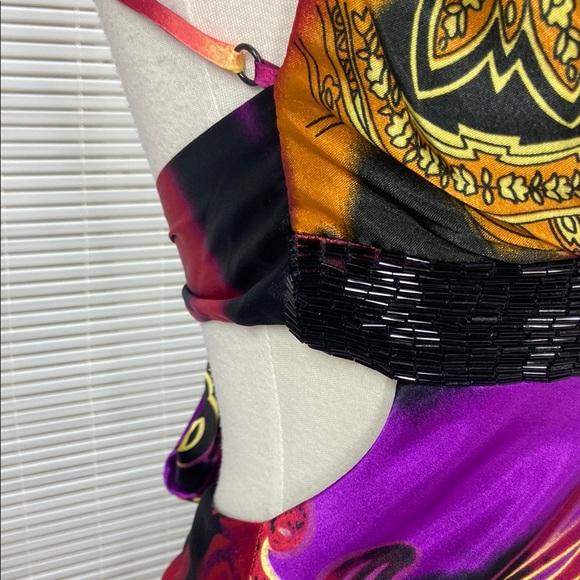 2000s Y2K Slip Cut Pink and Purple Maxi Gown for Night Out Size 5/6 - Picture 3 of 8